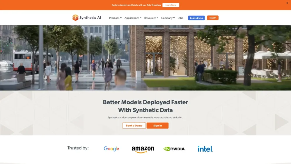 Synthetic Data for Computer Vision and Perception AI Website screenshot