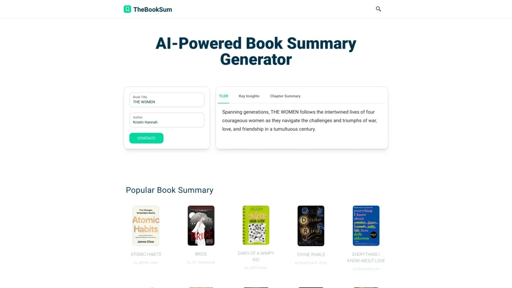 TheBookSum Website screenshot