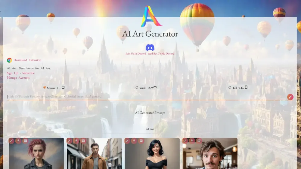 AI Art Generator And AI Art Search Engine Website screenshot
