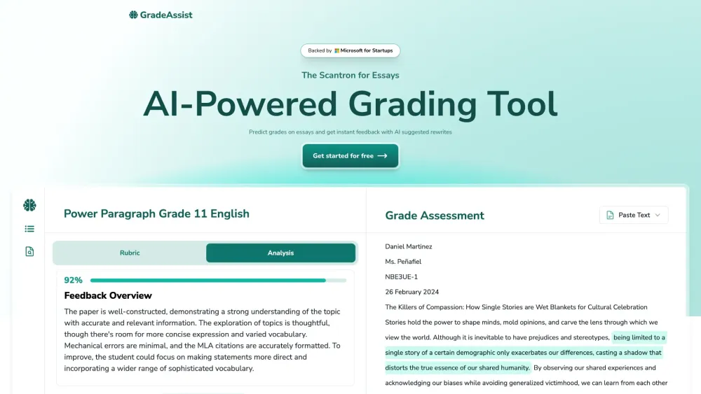 GradeAssist - The Scantron for Essays Website screenshot