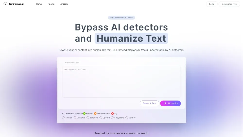 Semihuman AI Website screenshot