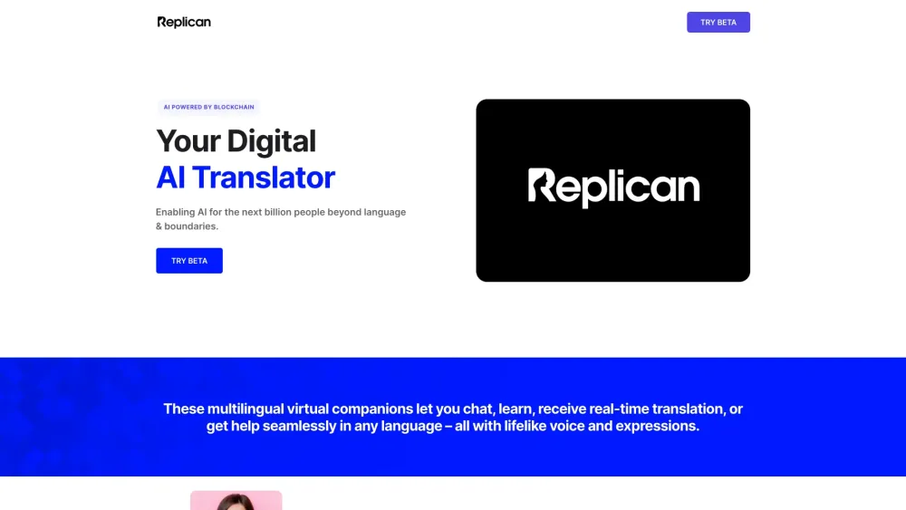 Replican AI Website screenshot