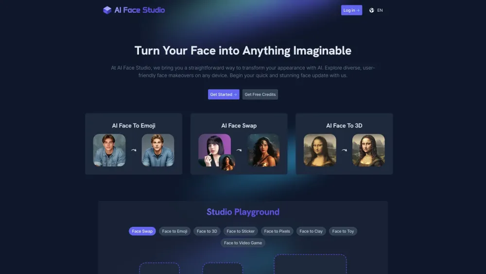 AI Face Studio Website screenshot