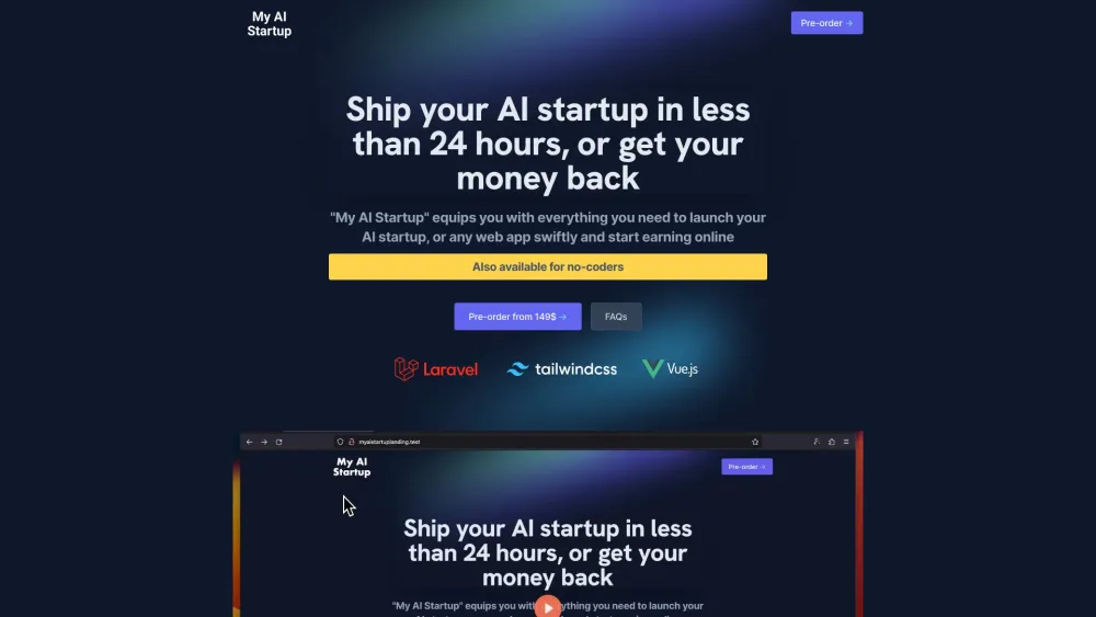 My AI Startup Website screenshot