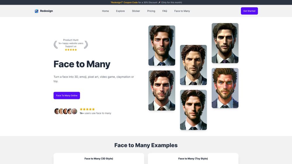 Face to Many Website screenshot