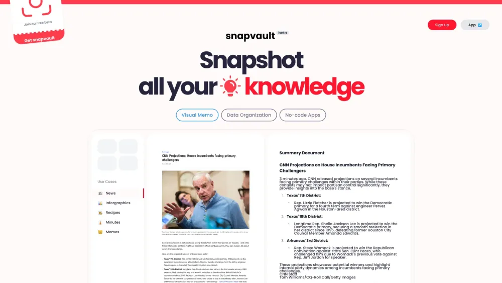 SnapVault Website screenshot