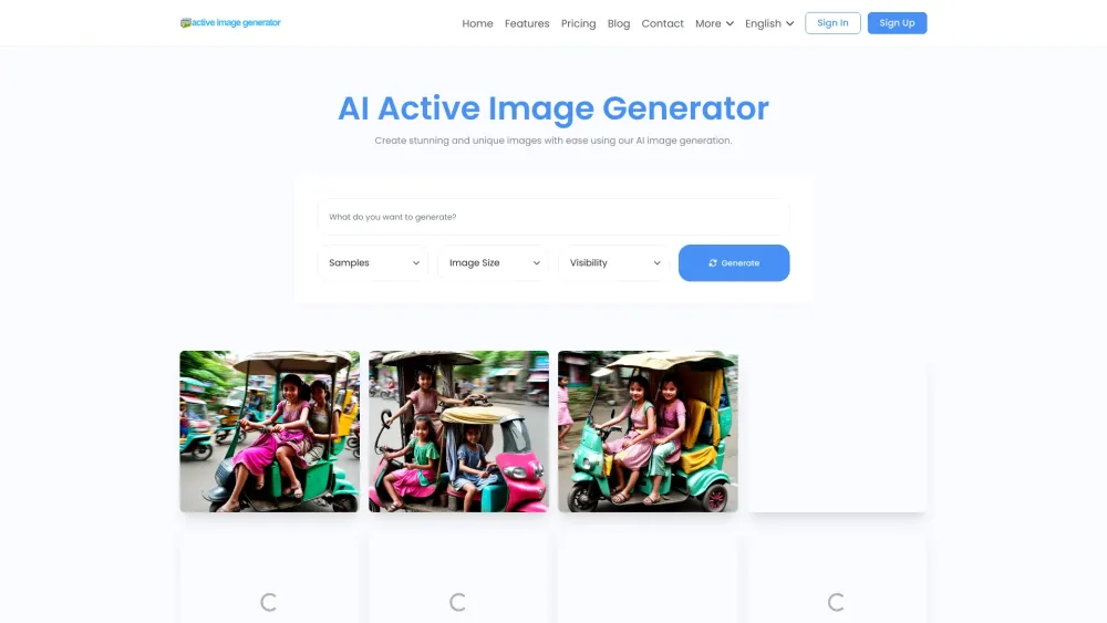 Active Image Generator Website screenshot