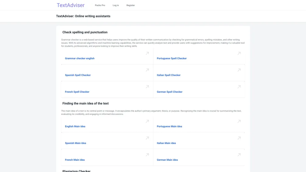 TextAdviser Website screenshot