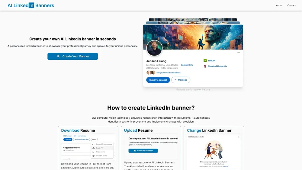 AI LinkedIn Banners Website screenshot