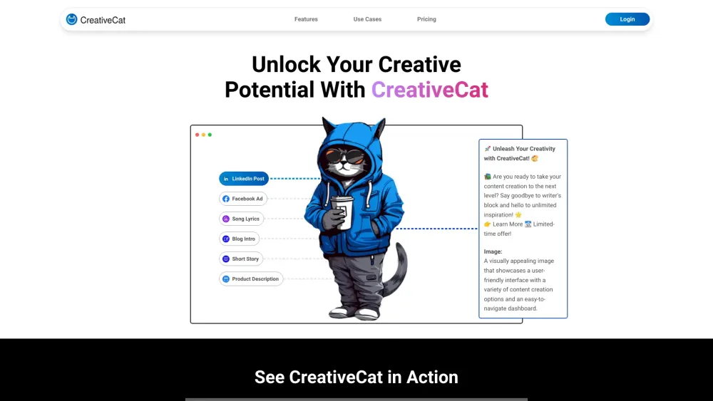 CreativeCat Website screenshot