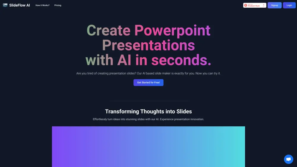 SlideFlow AI Website screenshot