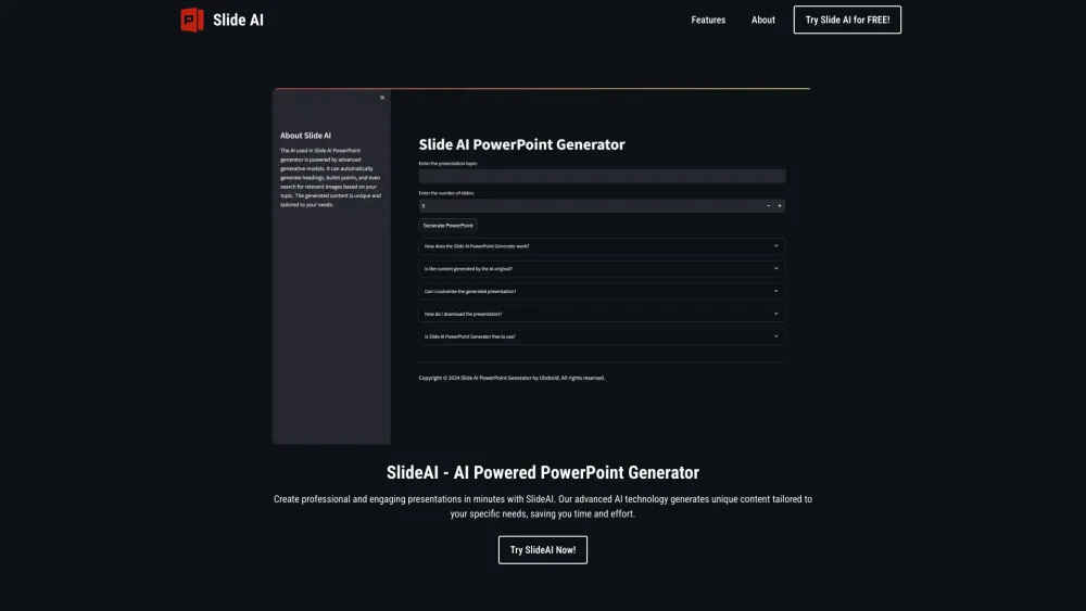 SlideAI Website screenshot