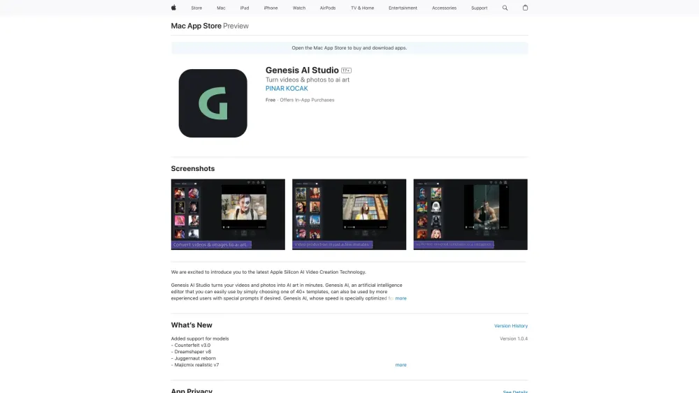 Genesis AI Studio Website screenshot