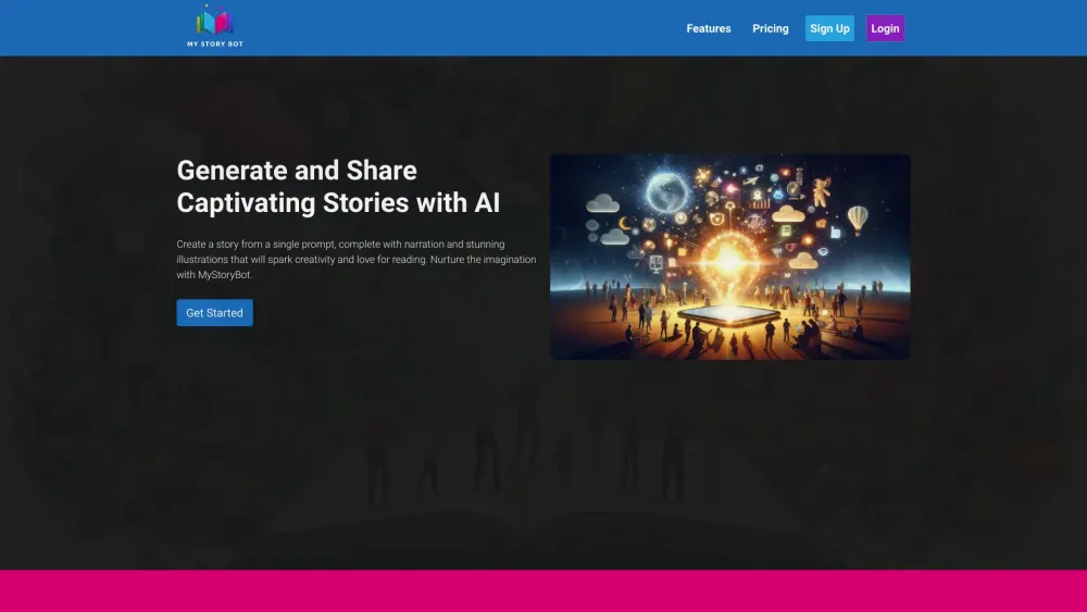 MyStoryBot Website screenshot