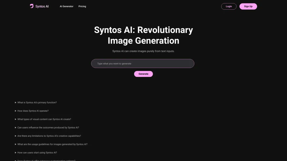 Syntos AI Website screenshot