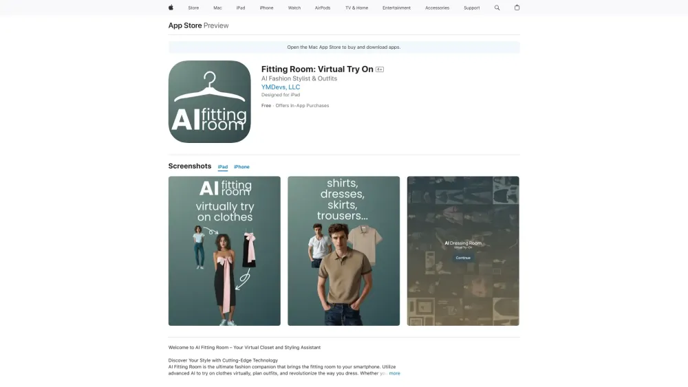 AI Fitting Room Website screenshot