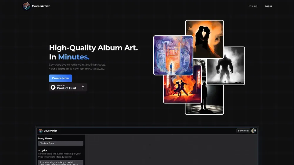 CoverArtist Website screenshot