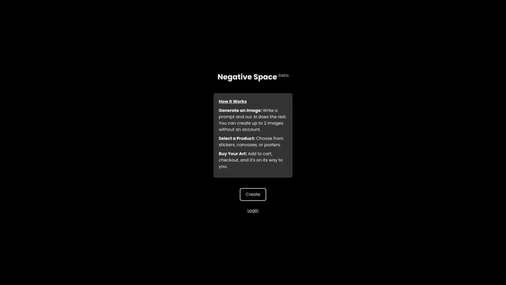 Negative Space Website screenshot