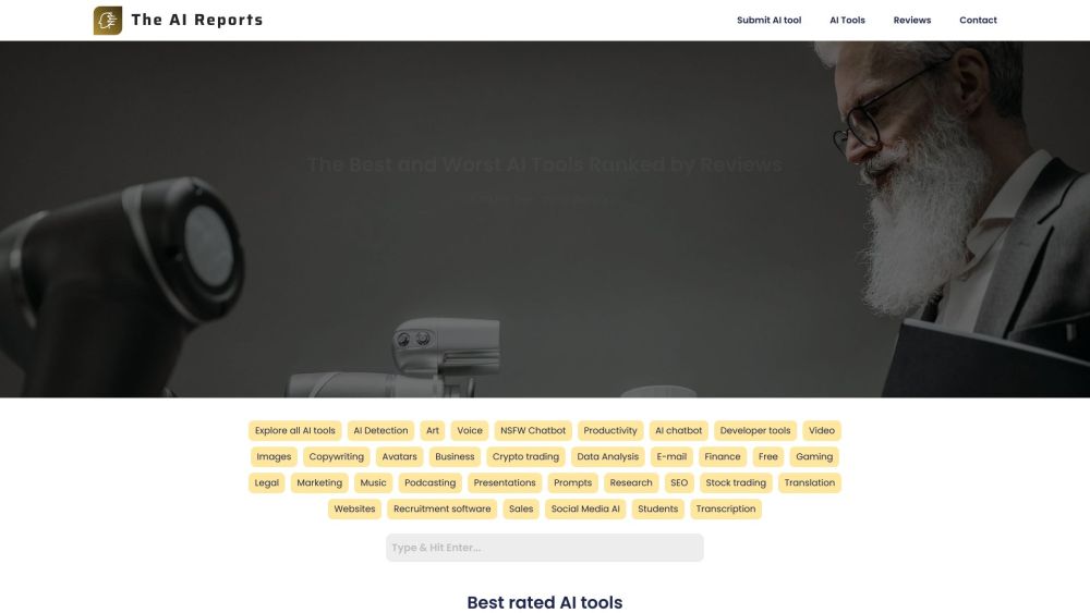 The AI Reports AI Aggregator Ranked By Reviews Ratings Tyy AI Tools