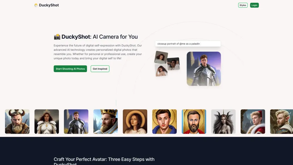 DuckyShot Website screenshot