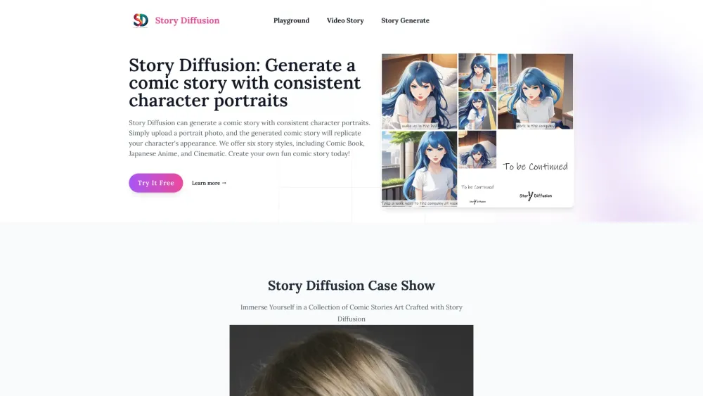 Story Diffusion Website screenshot