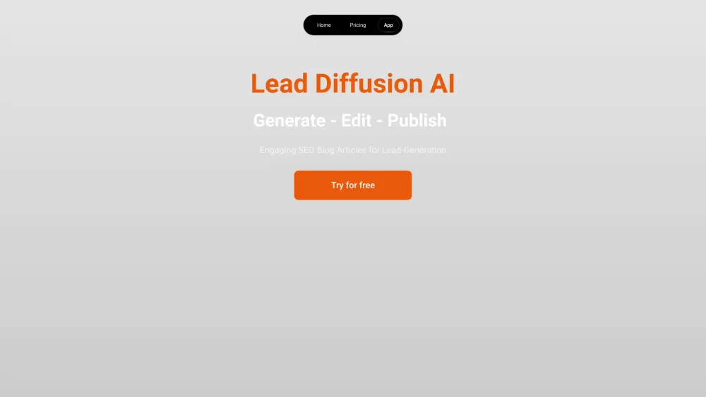 Lead Diffusion AI Website screenshot
