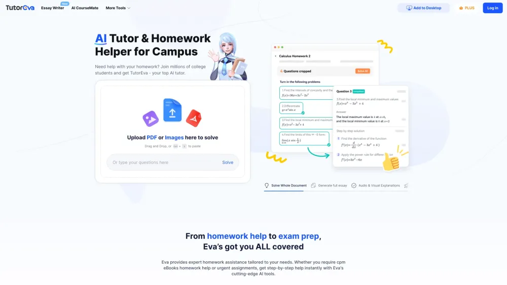 TutorEva Website screenshot