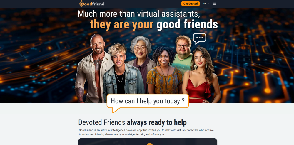 GoodFriend AI Website screenshot