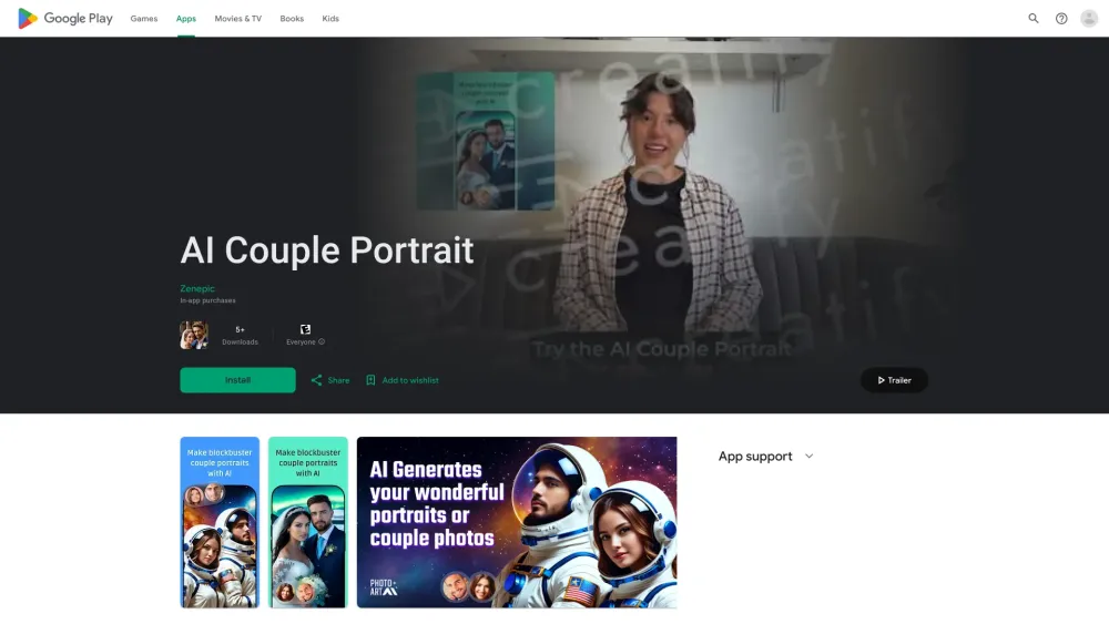 Screenshot der AI Couple Portrait-Website