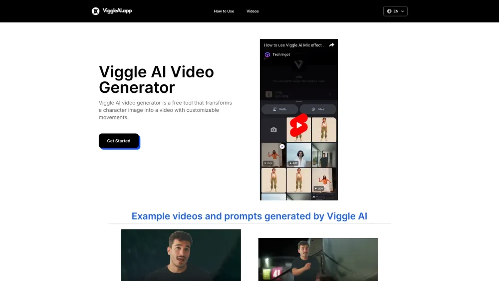 Viggle AI Website screenshot