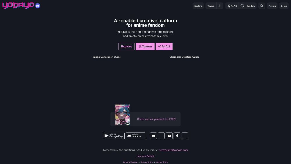 Yodayo AI Website screenshot