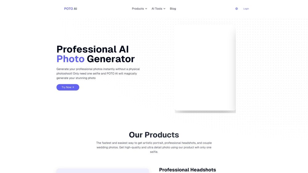 POTO.AI Website screenshot