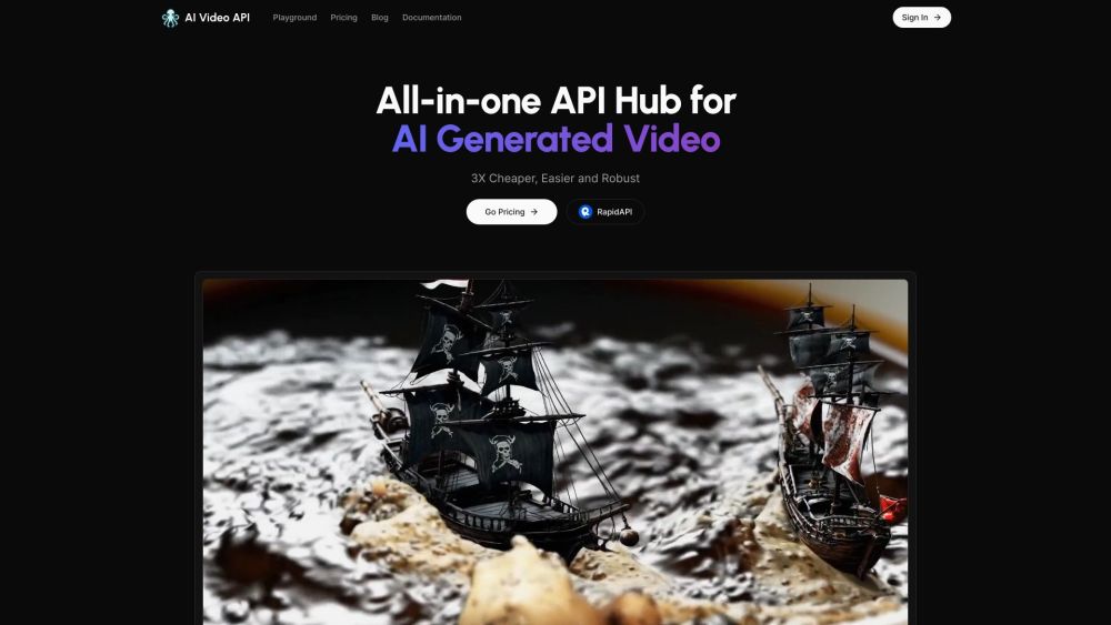 AI Video API Website Screenshot