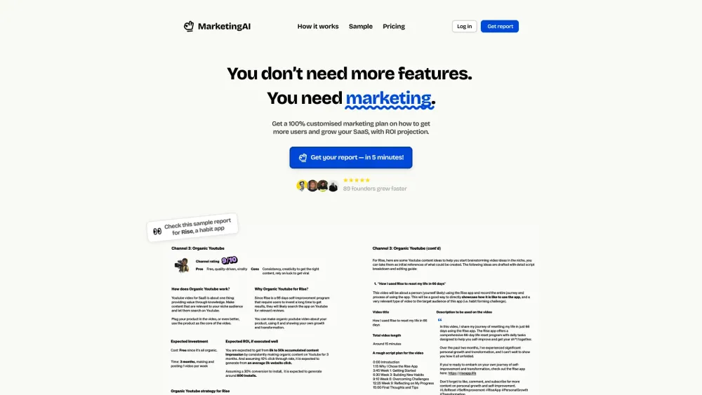 MarketingAI Website screenshot