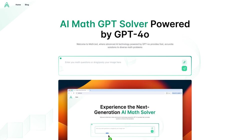 AI Math GPT Solver Online Powered by GPT-4o | Math Bot Website screenshot