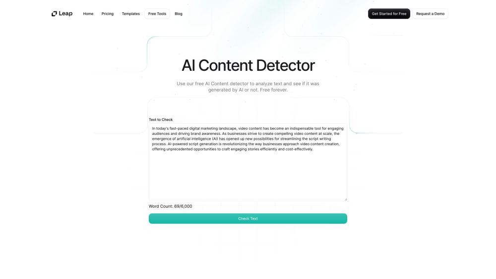 Free AI Content Detector Website screenshot