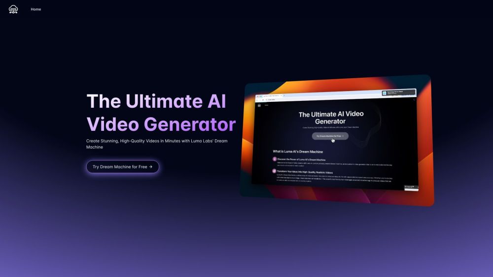 Luma AI Video Generator Free Online by Dream Machine Website screenshot