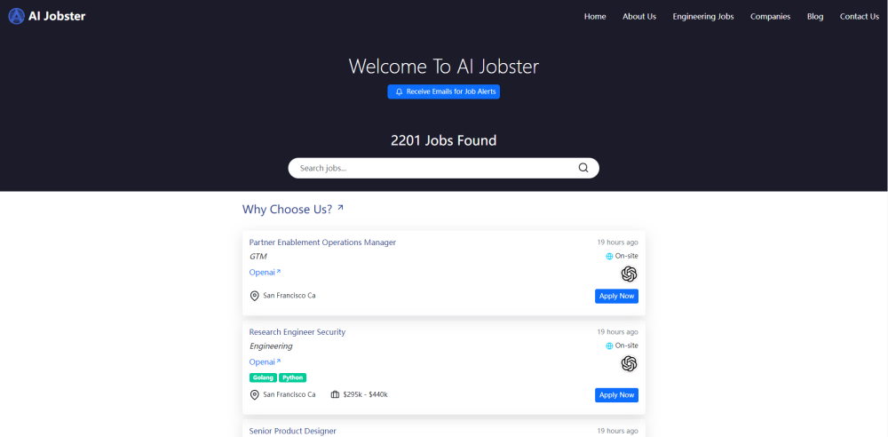 AI Jobster Website screenshot