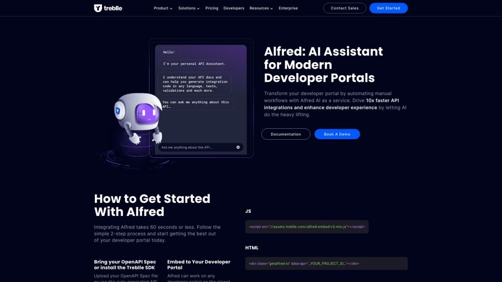 Alfred AI Website screenshot