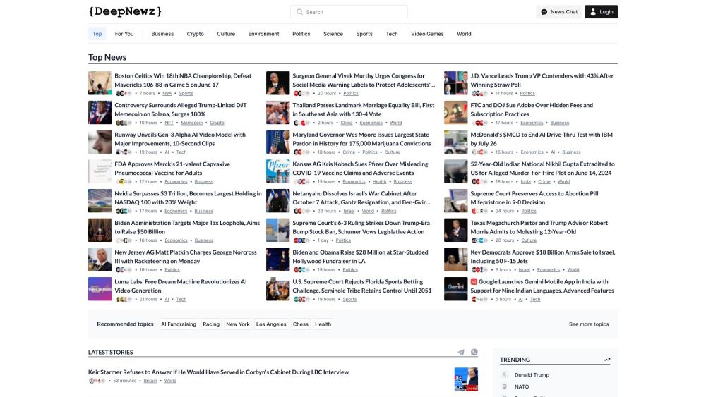 DeepNewz Website screenshot