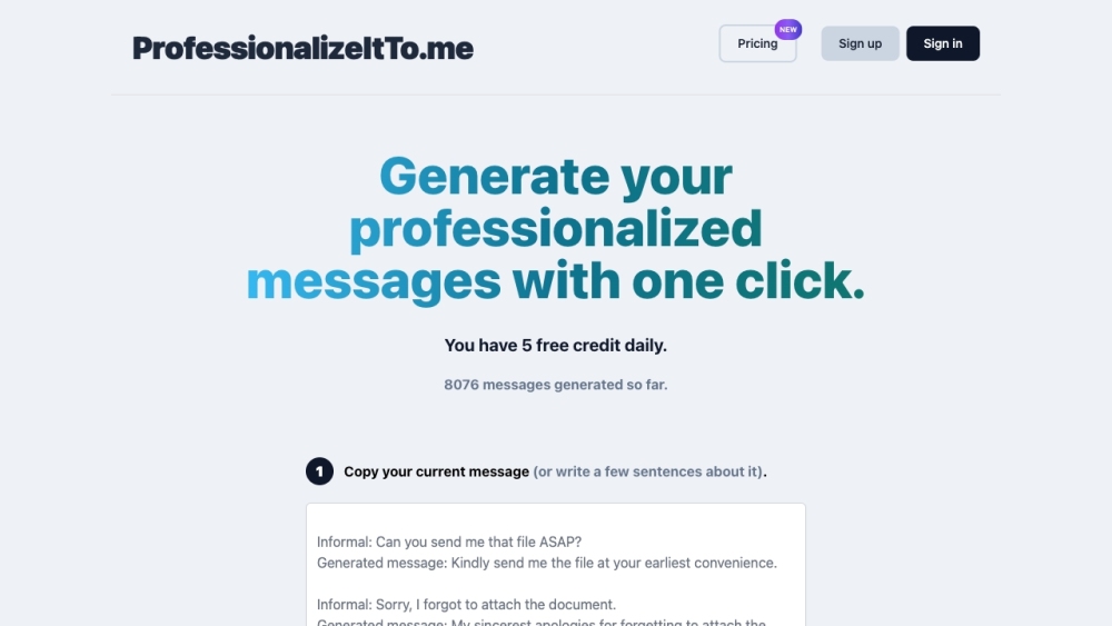 Professionalize It To Me Website screenshot