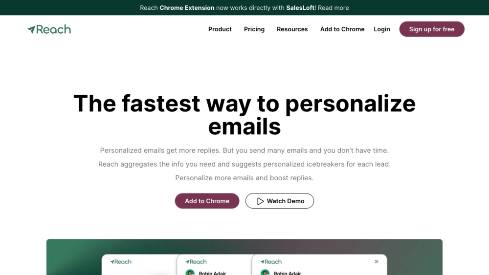 Reach - The fastest way to personalize emails