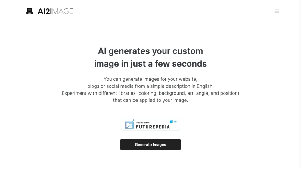 AI2image Website screenshot