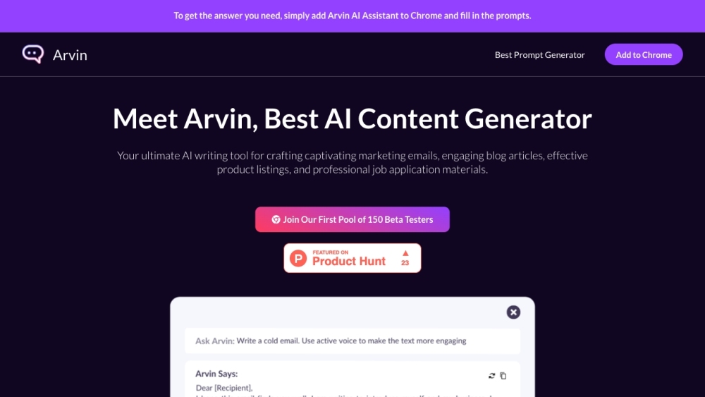 Arvin - Your AI Writing Assistant & Best AI Content Generator