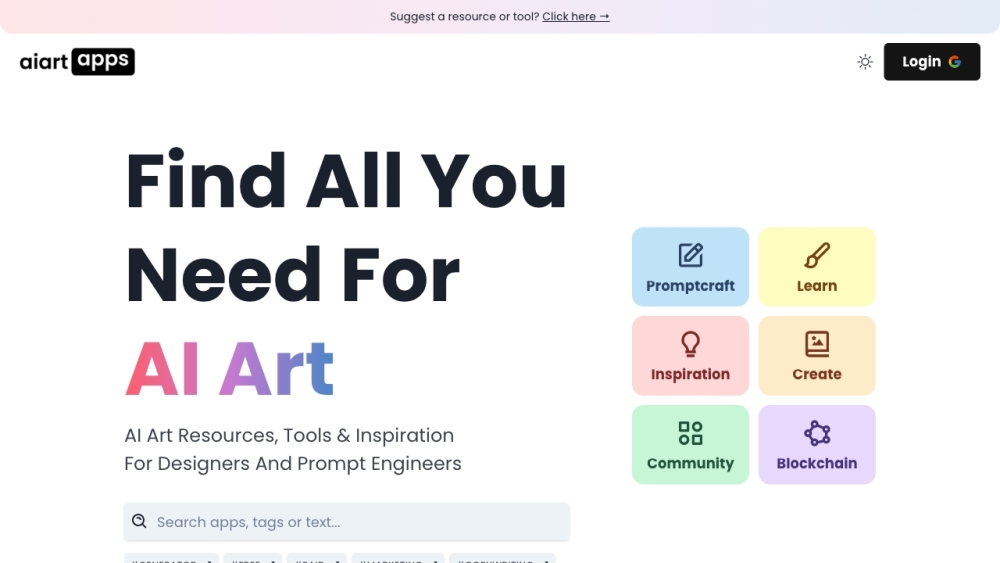 AI Art Resources Website screenshot