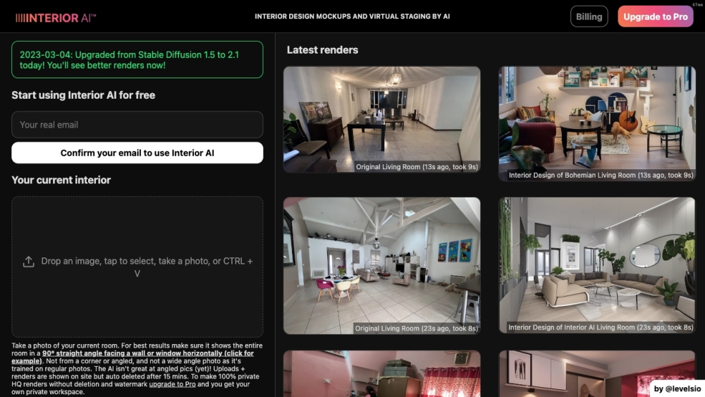 InteriorAI Website screenshot