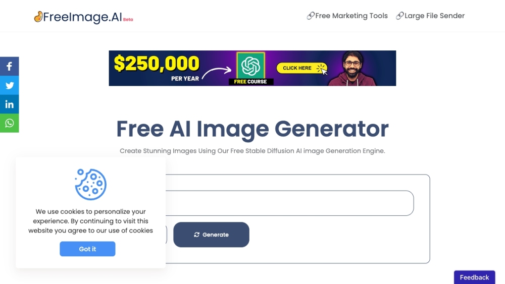 FreeAIKit - Image Generator Website screenshot