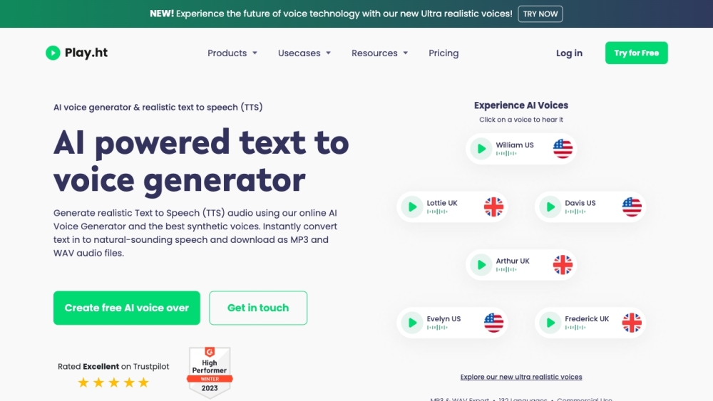 PlayHT: AI Voice Generator & Realistic Text to Speech Online