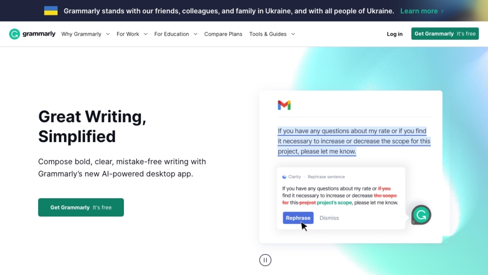 Grammarly Website screenshot