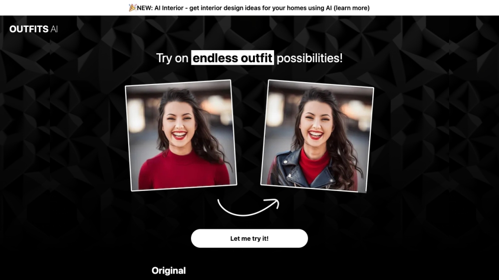Outfits AI Website screenshot